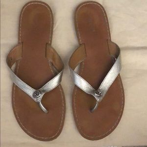 COACH Silver turnlock sandals
